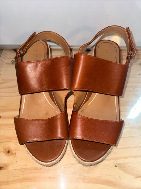 Vionic Shoes - Vionic Women’s Tan Leather Wide-Strap wedges
